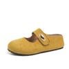 Moda Primavera 2025 Estilo Francês Feijão Dourado Mary Jane Slip-On Meio Fechado Chinelos Aumentadores de Altura Sapatos Estilo Europeu