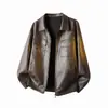 Chaqueta de Cuero PU con Solapa de Trabajo para Hombre Chaqueta de Cuero Ropa de Abrigo Transfronteriza 2026 Otoño Nueva Estilo Coreano Holgada Chaqueta de Cuero PU para Hombre