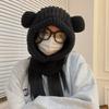 Pequeno Urso Orelha Chapéu Cachecol Integrado Mulheres Inverno Pescoço Aquecedor Orelha Proteção Lei Feng Chapéu Malha Grande Cabeça Lã Chapéu