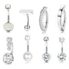 Set de 8 Piezas de Anillos para Ombligo, Acero Inoxidable, Superficie Lisa, Anti-Perla, Estilo Básico Simple, Joyería para Piercing de Ombligo al por Mayor