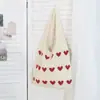 Bolsa Tote de Tricô Coração Nova Outono 2026, Bolsa de Tricô Fashionável Fresca e Simples, Bolsa de Ombro Única com Recortes