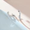 Tong Lin, nuevos pendientes de plata de ley S925 con doble circonita en forma de C de estilo europeo y americano, pendientes de plata de ley 925 de alta calidad, joyería de plata al por mayor
