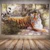 Imagen Grande de Tigre Imagen de Tigre Agazapado Doble Tigre Sala de Estar Alabanza Habitación Infantil Casa Adosada Imagen de Tigre Blanco Póster Pegatina de Pared Puerta Imagen