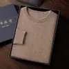 Nova coleção outono e inverno: Suéter de cashmere de malha grossa, com gola redonda e calibre 7, para homens, adequado para uso business casual ou casual, um suéter de tricô que pode ser usado como camada base