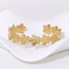 Pulsera Geométrica Simple de Estilo Frío Transfronteriza Europea y Americana Amor Flor Oro Francés Chapado Acero Inoxidable para Mujer