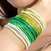 Joyería Europea y Americana, Pulsera de Cuentas Verdes Estilo Étnico Bohemio, Pulsera de Cristal Apilable de Diseño Moderno