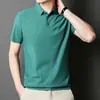 Camisa Polo de Color Sólido de Verano Sin Marcas de Luz de Lujo para Hombre Lar Manga Corta Transpirable Seda de Hielo Casual Camiseta de Manga Corta