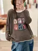 Nueva colección de otoño: Tops de punto con estampado artístico y vintage, estilo holgado y relajado, suéteres de punto con bloques de color, al por mayor