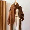 Bufanda de Imitación Cachemir Estilo Coreano para Viajes con Hebilla de Herradura para Mujer Bufanda de Cuello Larga Cálida con Borlas Chal para Abrigo En Stock