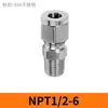 Conector de Terminal de Acero Inoxidable 304 Recto de Doble Terminal Tipo Rosca Externa Conector para Tubo de Instrumento Fuente de Gas Conector Hidráulico