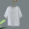 Conjunto de pijama para madre de mediana edad y mayor, manga corta, pantalones cropped de gasa forjada color negro con bolsillos, pijama para personas mayores, conjunto de una sola pieza (top y pantalones)