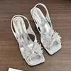 Zapatos de Hada, Sandalias de Fuegos Artificiales, Sandalias de Verano para Mujer con Tacón Fino y Punta Abierta, Impresionantes para Uso al Aire Libre, Estilo Francés, Nuevos Pedrería de Alta Gama 2026