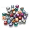 Novas Contas de Luz com Padrão de Tinta de 8mm Contas Redondas Furo Médio Contas de Vidro Lisas Acessórios para Joias Pulseiras Brincos