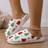 Pantuflas de Piso Navideñas Copo de Nieve Punta Algodón Transfronterizas Cómodas 2025 Suela Plana
