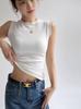 Colete Pequeno de Algodão Personalizado de Fábrica para Mulheres, Peça Externa de Verão, Gola Redonda, Sem Mangas, Camada Base, Moda Feminina, Top Base