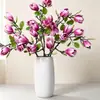 Ramo de flores artificiales de magnolia grande en capullo para decoración de escenas, decoración de alta gama, arreglo floral, flores de magnolia artificiales
