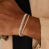 Joyería Transfronteriza Europea y Americana, Juego de Pulseras Hip-Hop de Cadena Twist para Hombre a la Moda, Juego de Pulseras Simples de Cadena Cubana de Dos Piezas