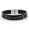 Pulseras de Moda Europea y Americana para Hombre, Pulseras Trenzadas Multicapa Simples y Versátiles para Hombre, Pulseras de Cuero Negro Personalizadas Brillantes