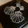Pendientes Colgantes de Flor de Diamante Incrustado con Aguja de Plata y Borla, Pendientes de Moda, Dulces y Versátiles, Lujo Accesible y Pendientes de Gama Alta para Mujer