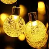 Cadena de Luces de Bola de Burbujas Solares LED Cadena de Luces de Bola de Cristal Impermeable para Patio Exterior Luces Festivas Navideñas para Césped
