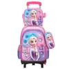 Mochila con Ruedas Transfronteriza, Mochila Escolar para Estudiantes de Primaria de 6 a 12 Años, Bolsa Dura 3D, Set de Tres Piezas, Lonchera, Estuche para Lápices