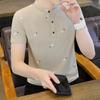 Moda 2023 Verão Masculino Básico Popular Fino Slim Fit Spot Camisa Polo Masculina T11