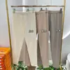 Wangpo 8650 Outono e Inverno Algodão Penteado Conjunto Térmico Casual Simples Cor Lisa Manga Longa Calças Gola Redonda Roupas de Outono e Calças Longas para Mulheres