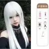 Peluca Ice Blanco Cabello Largo Liso Femenino Popular Lolita Forma Facial Diaria Chica Jk Casco Completo Natural Cos Peluca