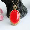 Collar de Colgante de Jadeíta con Ágata Roja y Calcedonia Huevo de Paloma para Mujer, Venta al Por Mayor de Fábrica, Transmisión en Vivo, Dropshipping S3071907