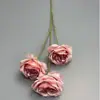 Flor Artificial de Rosa Lichi de Tres Cabezas, Flor Falsa Roja Rosa, Flor Artificial para Decoración de Boda, Ramo Artificial de Rosas