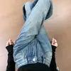 Calça Jeans Wide Leg com Strass Céu Estrelado para Mulheres 2026 Outono Cross-Border Cintura Alta Solta Algodão de Alta Qualidade Comprimento Total