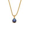 Collar Europeo y Americano Transfronterizo de Cadena Torcida de 2 mm con Colgante de Gota de Agua, Joyería Simple de Lujo Ligero, Acero Inoxidable Chapado en Oro de 18K para Mujer