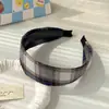 Diadema de ala ancha a cuadros de rayas azules, Diadema de mezclilla moderna y versátil, Para salir, Accesorios para el cabello con pasador, Nuevo de primavera y verano