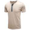 Camiseta de manga corta para hombre de comercio exterior 2022, venta al por mayor, estilo europeo y americano, Henry Top, camiseta de algodón con cuello redondo, ropa de verano para hombre
