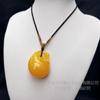 Pingente de bolsa de dinheiro pequena de cera de abelha de mel amarelo otimizado, colar de bolsa de âmbar de mel amarelo, cordão retrátil feminino, adulto, infantil, pendurado