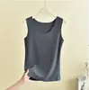 Chaleco Térmico de Polar Doble Cara Cuello Redondo Sin Costuras Estilo Otoño/Invierno Elástico Adelgazante Talla Grande Top para Mujer