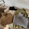 Categoría a Suéter de Cuello Alto para Niños Otoño e Invierno Estilo Nuevo Camiseta Interior de Punto Engrosada para Niños y Niñas Bebé