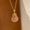 Nuevo Collar Calabaza Retro Estilo Chino Esmalte Gota de Aceite Gota de Aceite Colorida Sentido del Diseño Personalidad Cadena de Clavícula Versátil Pulsera para Mujeres