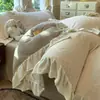 Estilo Princesa de Inverno Renda Roupa de Cama Leite Fleece Conjunto de Quatro Peças Capa de Edredom Fleece Dupla Face Conjunto de Lençóis Fleece Coral Plus