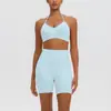 Conjunto Deportivo Cruzado Nuevo Fino de Tirantes Halter Espalda Descubierta Shorts de Cintura Alta de Secado Rápido Levanta Glúteos Fitness Yoga