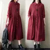 Nuevo Vestido Retro Artístico de Pana Otoño/Invierno 2026 Camisa de Manga Larga con Solapa Falda Larga
