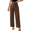 Pantalones Casuales de Mujer de Estilo Nuevo Transfronterizo Europeo y Americano, Color Sólido, Cintura Alta, Cómodos para el Trabajo y el Viaje, Pierna Ancha, Elegantes, Rectos, Largos para Mujer