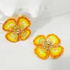 Joyería de Estilo Europeo y Americano, Pendientes de Girasol de Rafia Hechos a Mano, Pendientes Grandes Exagerados de Flor, Joyería de Estilo Festivo al por Mayor