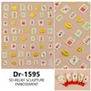 Redanco5D Em relevo Popular Desenho Animado Adesivo para Unhas Mahjong Vermelho Fortuna Estéreo Adesivo de Unha Dr1600