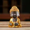 Adorno Creativo de Mascota de Té Buda Pequeño de Arcilla Púrpura, Buda Dorado de Inspiración Zen para Decoración del Hogar, Decoración de Estante de Exhibición, Adorno para Coche, Accesorio para Mesa de Té