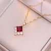Collar para Mujer, Collar de Zirconia con Forma de Corazón a la Moda, Nicho Simple Versátil Nuevo Estilo, Elegante Collar de Acero al Titanio Joyería al por Mayor