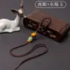 Nudo de Diamante Cuerda Tejida a Mano Llavero de Coche Colgante Tallado en Latón Cuerda Corta Mango de Jade Cuerda Venta al por Mayor