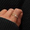 Anillo de Corazón Abierto de Lujo Ligero Transfronterizo Longrui, Anillo Unisex en Forma de Cruz, Joyería de Cobre Incrustada con Circonita Venta Directa