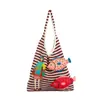 Nova bolsa de mão grande e moderna estilo chinês para mulheres, design fofo de peixinho, bolsa de ombro feminina, bolsa de mão de tricô vazada