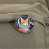 Broche de Gato Espacial Astronauta Insignia de Metal Accesorios para Ropa Pin de Solapa Patrón Geométrico Redondo Venta al por Mayor de Fábrica